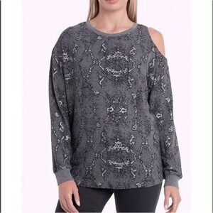 VINCE CAMUTO foil print cold shoulder sweater shirt women’s size small